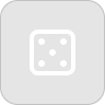 White dice icon with six dots on a black background, simple vector design illustration.